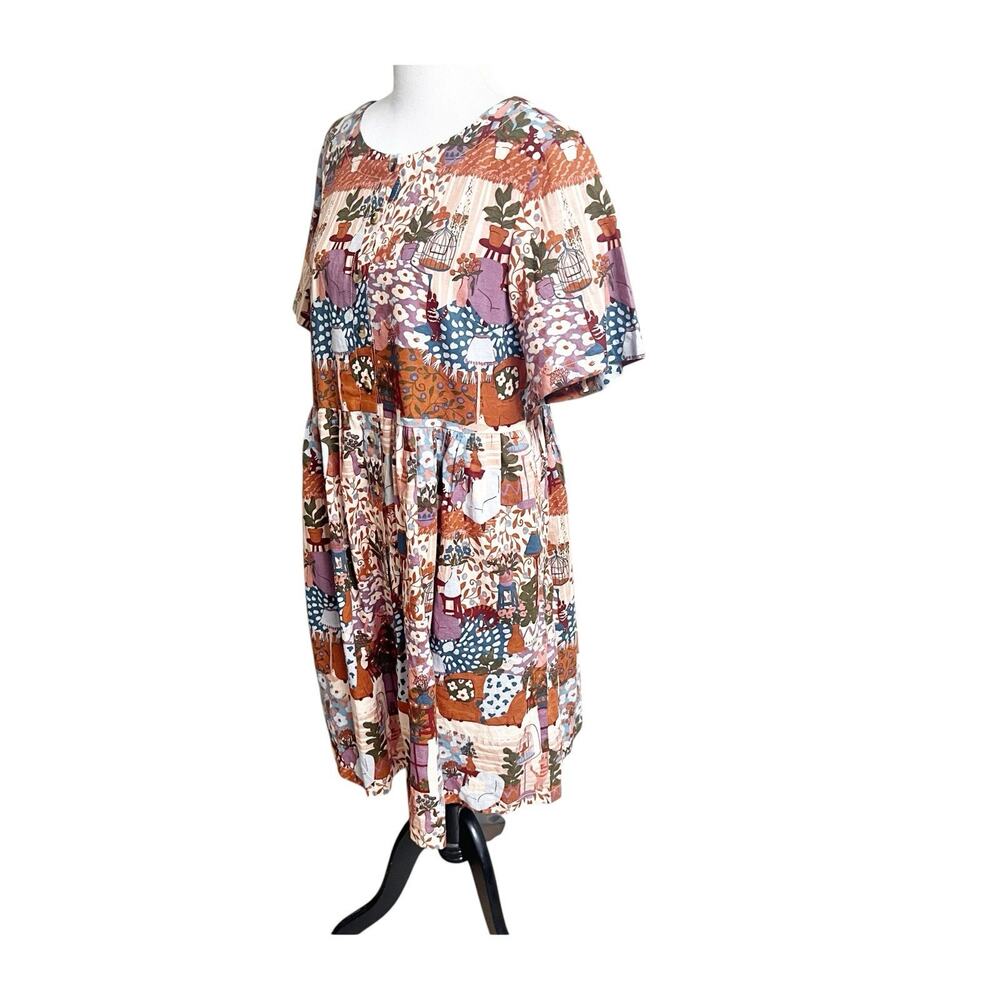 Princess Highway Modcloth Babyoll Dress “Lounging Cat Lair”Cottagecore Size 10 - Picture 2 of 11